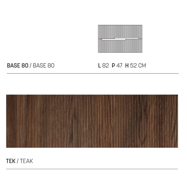 Meuble de salle de bain suspendu 80 cm avec 2 tiroirs RIGHE Tek