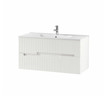 100 cm suspended bathroom cabinet with 2 drawers White Larch - RIGHE 