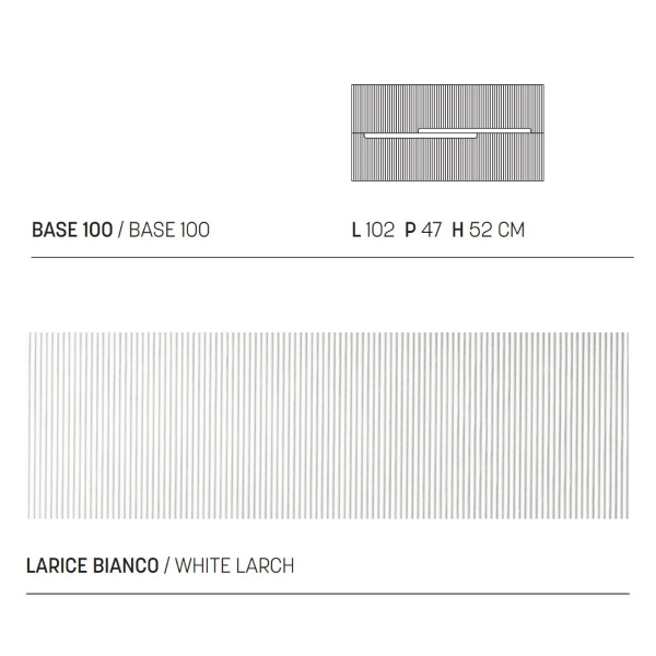 100 cm suspended bathroom cabinet with 2 drawers White Larch - RIGHE 