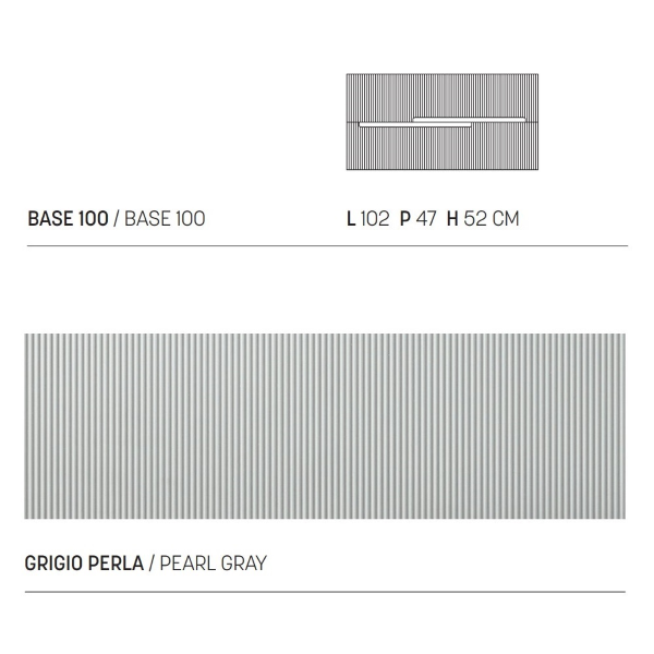 100 cm suspended bathroom cabinet with 2 drawers Pearl Gray - RIGHE