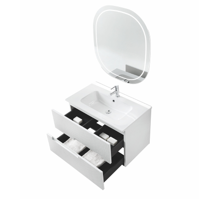 RIGHE bathroom cabinet 70 cm 2 drawers White Larch and Front LED mirror