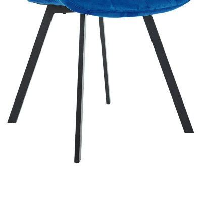 Chaise de salle à manger en velours bleu et pieds métal noir - Roma 2 chaises
