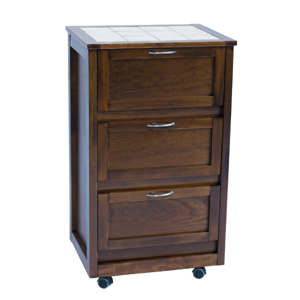 Carrello mobiletto con ante in legno a ribalta Noce LANDHELL