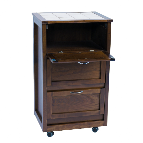 Carrello mobiletto con ante in legno a ribalta Noce LANDHELL