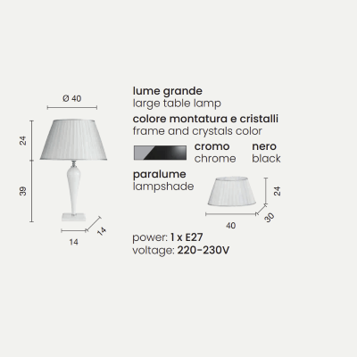 RAVEL table lamp in black handmade glass 40x63 cm