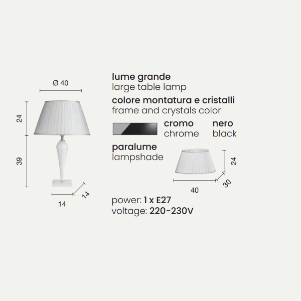 RAVEL table lamp in black handmade glass 40x63 cm