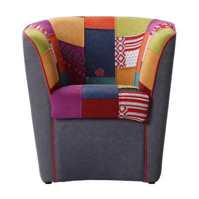 Poltrona da ufficio casa sala attesa in tessuto grigio scuro patchwork