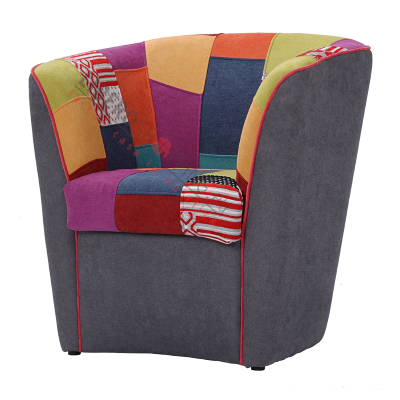 Poltrona da ufficio casa sala attesa in tessuto grigio scuro patchwork