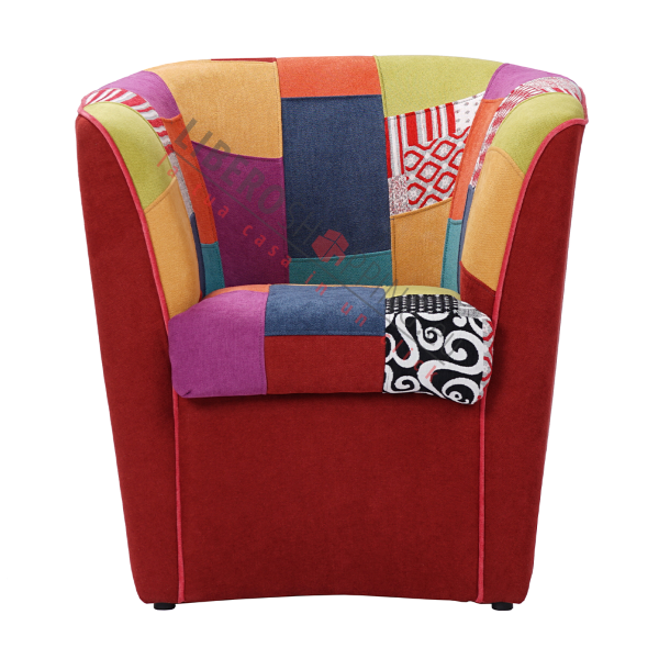 Fauteuil de bureau chambre à coucher en tissu patchwork BORDEAUX cousu main