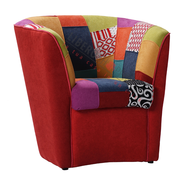 Fauteuil de bureau chambre à coucher en tissu patchwork BORDEAUX cousu main