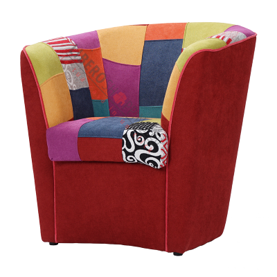 Fauteuil de bureau chambre à coucher en tissu patchwork BORDEAUX cousu main