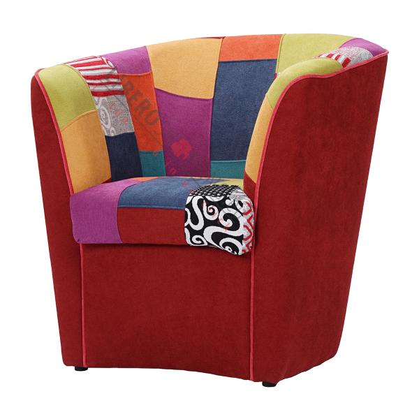 Fauteuil de bureau chambre à coucher en tissu patchwork BORDEAUX cousu main