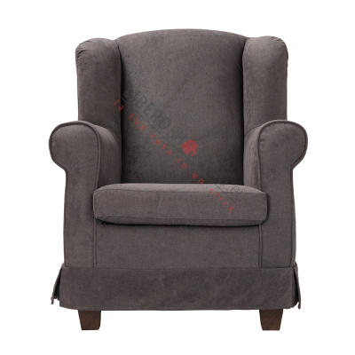 Fauteuil rembourré BERGERE en tissu gris déhoussable