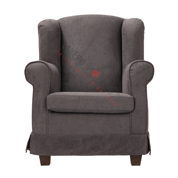 Fauteuil rembourré BERGERE en tissu gris déhoussable