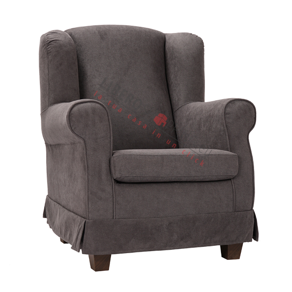 Fauteuil rembourré BERGERE en tissu gris déhoussable