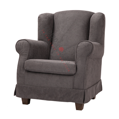 Fauteuil rembourré BERGERE en tissu gris déhoussable
