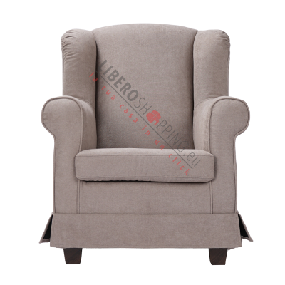 Fauteuil rembourré BERGERE en tissu gris tourterelle déhoussable