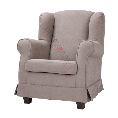 Fauteuil rembourré BERGERE en tissu gris tourterelle déhoussable