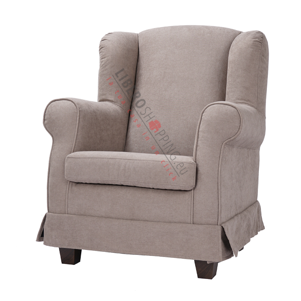 Fauteuil rembourré BERGERE en tissu gris tourterelle déhoussable