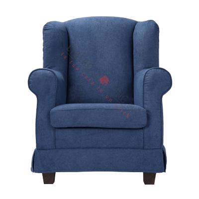 Fauteuil rembourré BERGERE en tissu déhoussable bleu