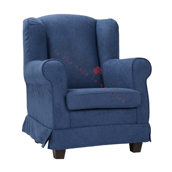 Fauteuil rembourré BERGERE en tissu déhoussable bleu