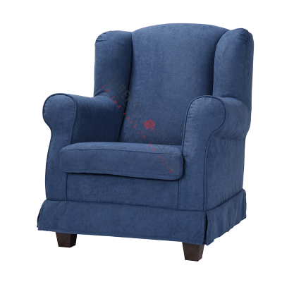 Fauteuil rembourré BERGERE en tissu déhoussable bleu