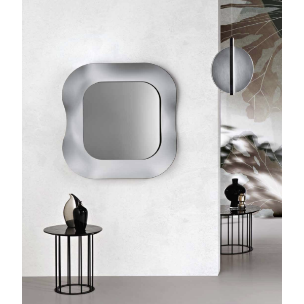 011400 - Specchio quadrato DUNE 100x100 cm con cornice in vetro Fumè 
