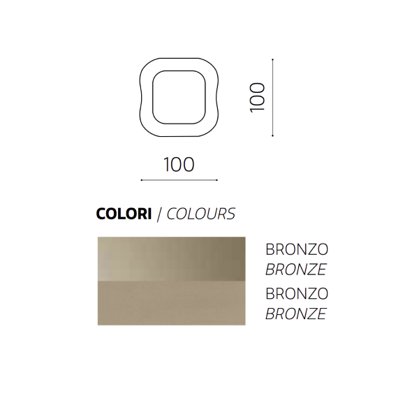 Miroir carré DUNE 100x100 cm avec cadre en verre Bronze
