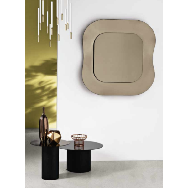 Miroir carré DUNE 100x100 cm avec cadre en verre Bronze