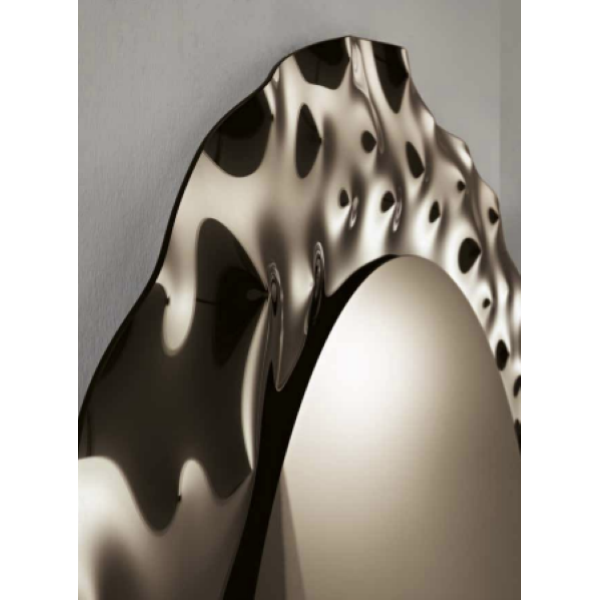 Runder Spiegel DANCE mit gewelltem Glasrahmen D180 cm Bronze