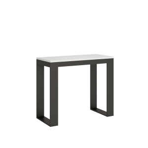 Console extensible 90x40/196 cm Tecno Evolution Small Frêne Blanc cadre Anthracite