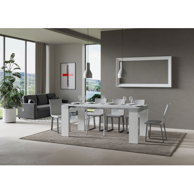 Consola extensible 90x40/196 cm Roxell Mix Small tapa Cemento - patas Fresno Blanco