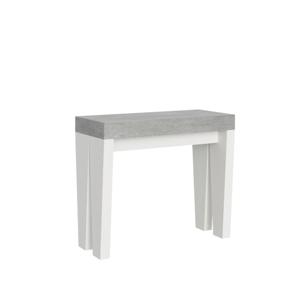 Console extensible 90x40/300 cm Spimbo Mix dessus Gris Béton - structure Frêne Blanc