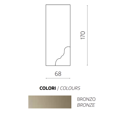 Rectangular mirror with corner in molten glass 68x170 cm DOLORES bronze finish