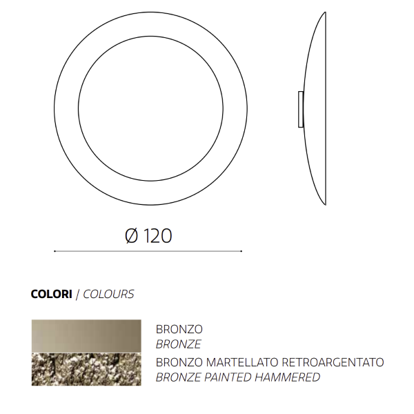 Specchio tondo con cornice in vetro temperato effetto martellato D120 cm NIDRA Bronzo