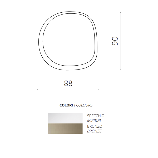 FILL shaped mirror 88x90 cm with Bronze frame