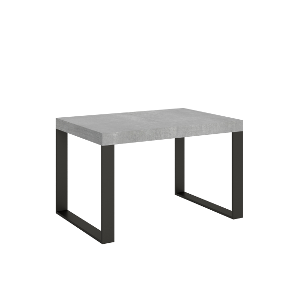 Ausziehtisch 90x120/224 cm Tecno Zement mit Eisenrahmen aus Anthrazit