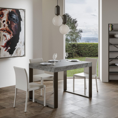 Ausziehtisch 90x120/224 cm Tecno Zement mit Eisenrahmen aus Anthrazit
