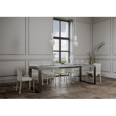 Ausziehtisch 90x120/224 cm Tecno Zement mit Eisenrahmen aus Anthrazit