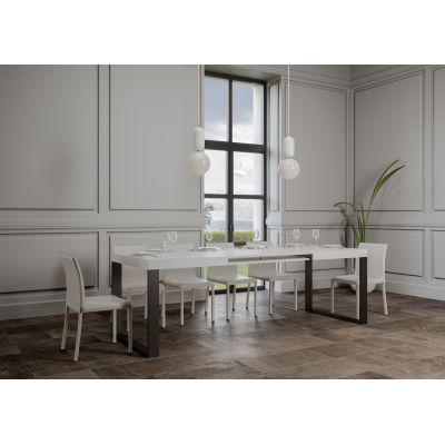 Extendable table 90x140/244 cm Tecno Ash White with Anthracite structure
