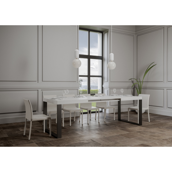 Extendable table 90x140/244 cm Tecno Ash White with Anthracite structure