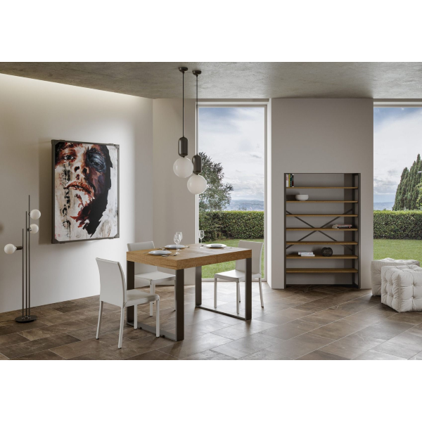 Extendable table 90x140/244 cm Tecno Natural Oak with Anthracite structure