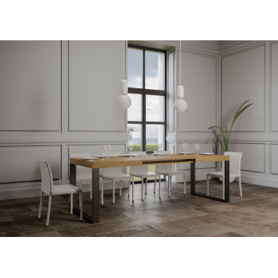 Extendable table 90x140/244 cm Tecno Natural Oak with Anthracite structure