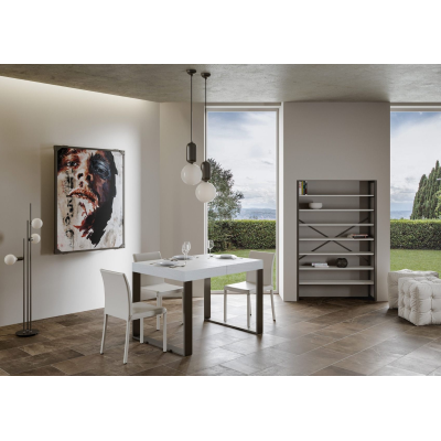 Table extensible 90x130/234 cm Tecno Premium Frêne Blanc cadre Anthracite