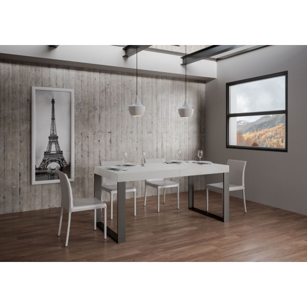 Extendable table 90x130/390 cm Tecno Premium Ash White with Anthracite structure