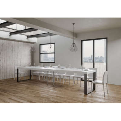 Extendable table 90x130/390 cm Tecno Premium Ash White with Anthracite structure