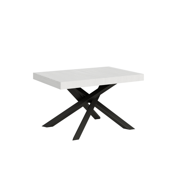Table extensible 90x120/224 cm Volantis Frêne Blanc cadre Anthracite