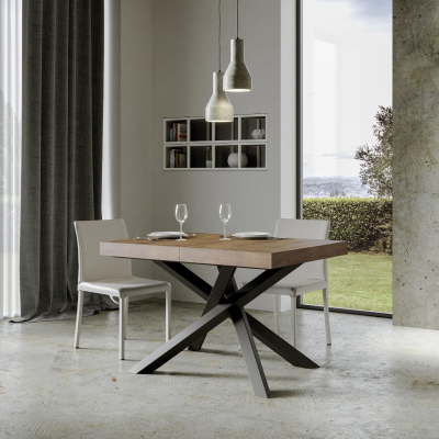 Extendable table 90x120/224 cm Volantis Walnut with Anthracite structure