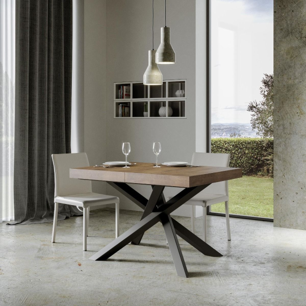 Extendable table 90x120/224 cm Volantis Walnut with Anthracite structure