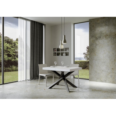 Table extensible 90x140/244 cm Volantis Frêne Blanc cadre Anthracite
